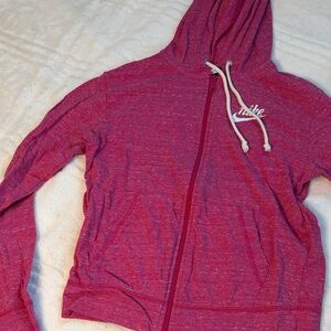 Nike Pink Zip-Up Hoodie with White Accents